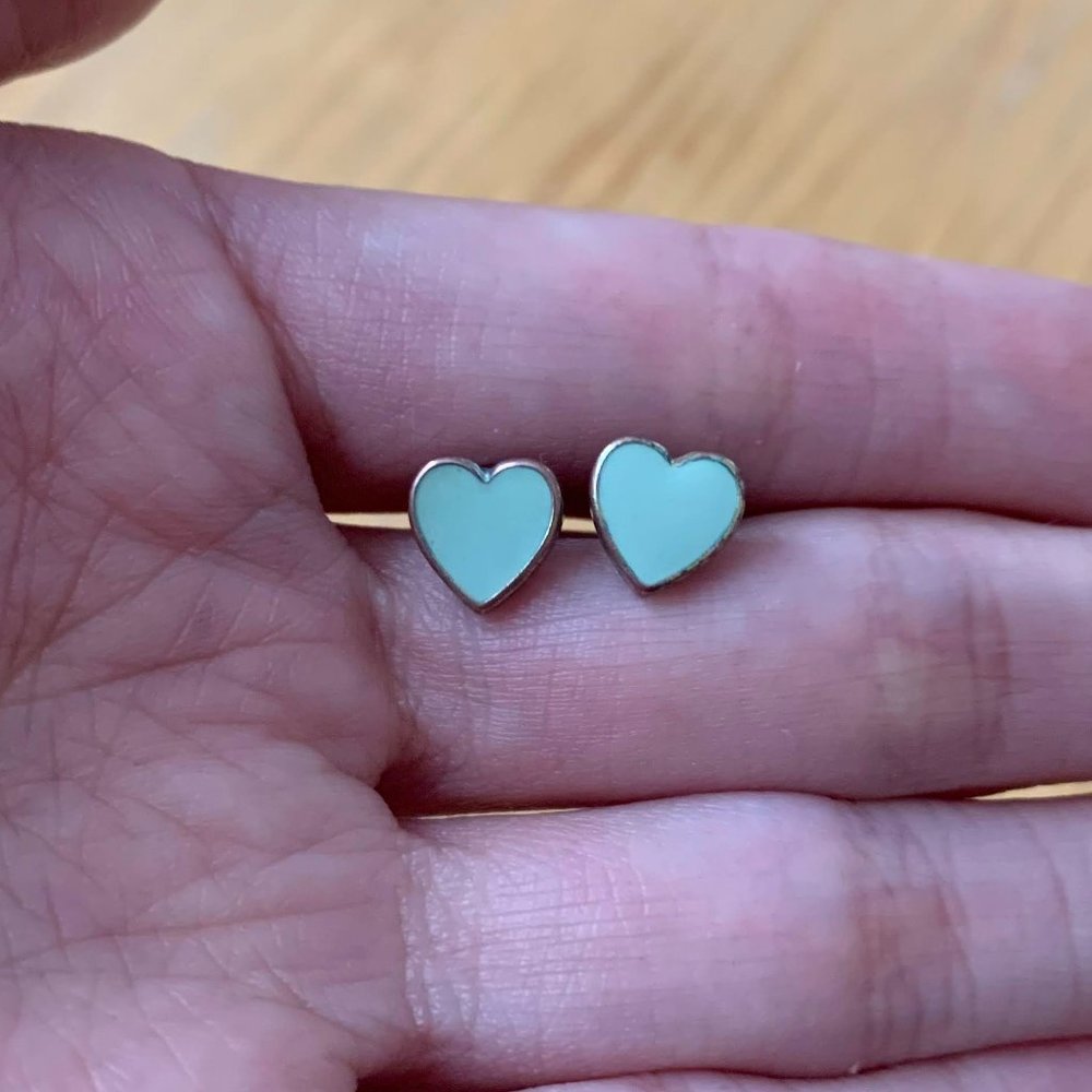Minimalist Tiffany Blue Mint Heart Stud Earrings